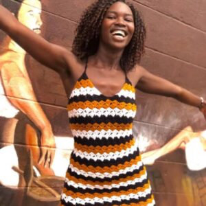 Striped Crochet Mini Dress