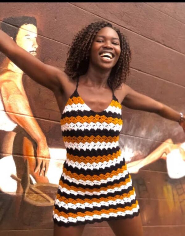 Striped Crochet Mini Dress