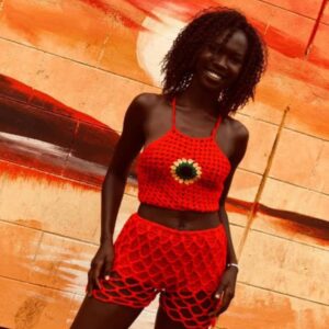 Red Crochet Two-Piece Set